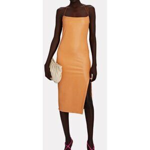 NWT ALIX NYC Rocco Vegan Leather Midi Dress Sable Tan-sz Large